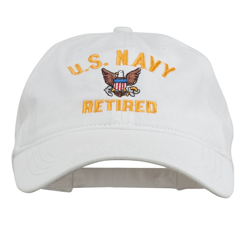 US Navy Retired Embroidered Pet Spun Cap White One Size