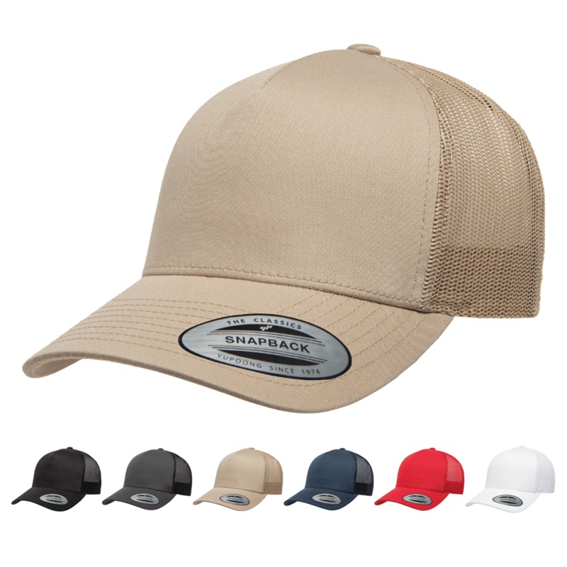 Yupoong 6506 5-Panel Retro Trucker Hat, Baseball Cap with Mesh Back – YP Classics Black