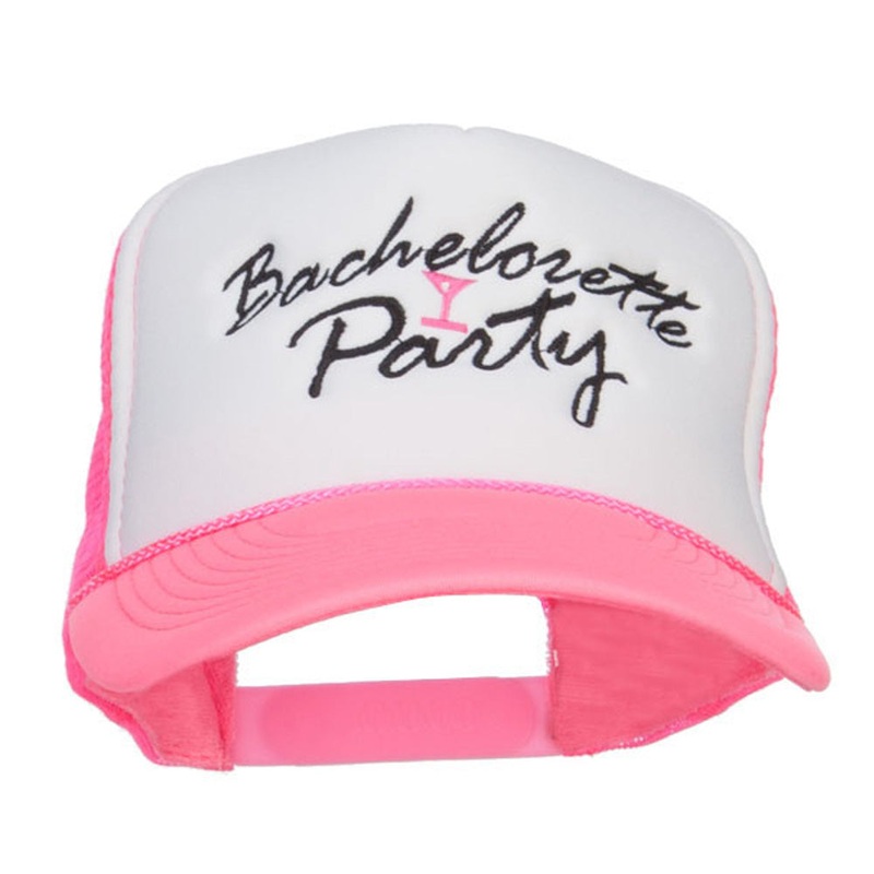 Bachelorette Party Embroidered Neon Trucker Cap Neon Pink One Size