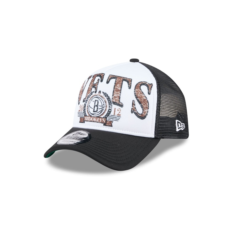 Brooklyn Nets Distressed 9FORTY A-Frame Trucker Hat One Size