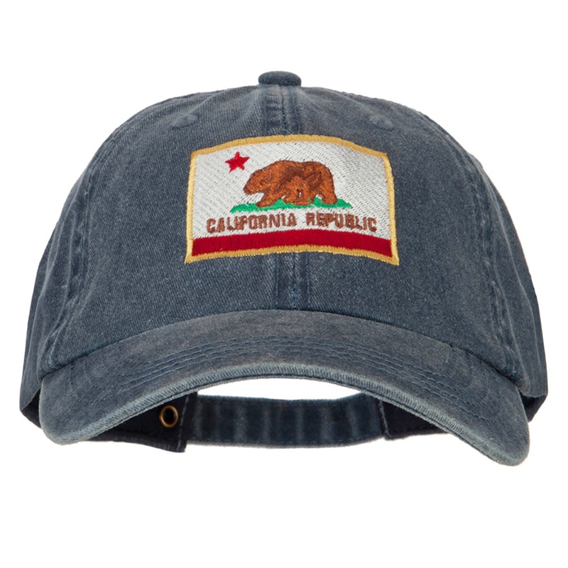 California State Flag Embroidered Big Size Washed Cap Navy XL-3XL
