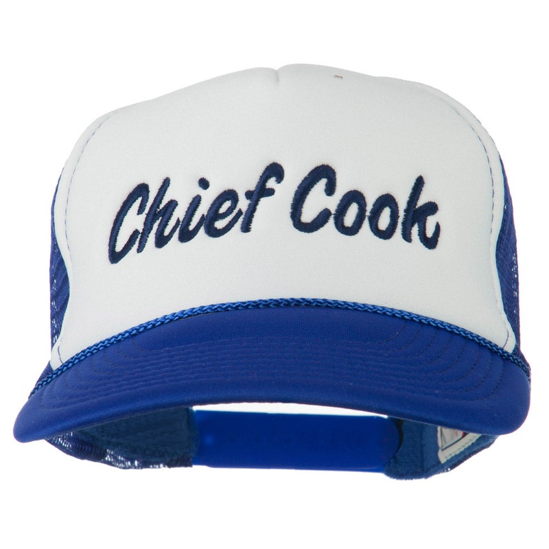 Chief Cook Embroidered Foam Mesh Cap Royal White One Size