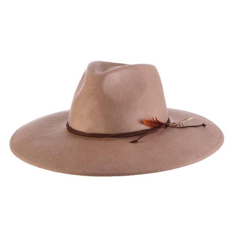Crushable Wool Felt Rancher Hat with Flat Brim – Scala Hats Camel Medium (57 cm)
