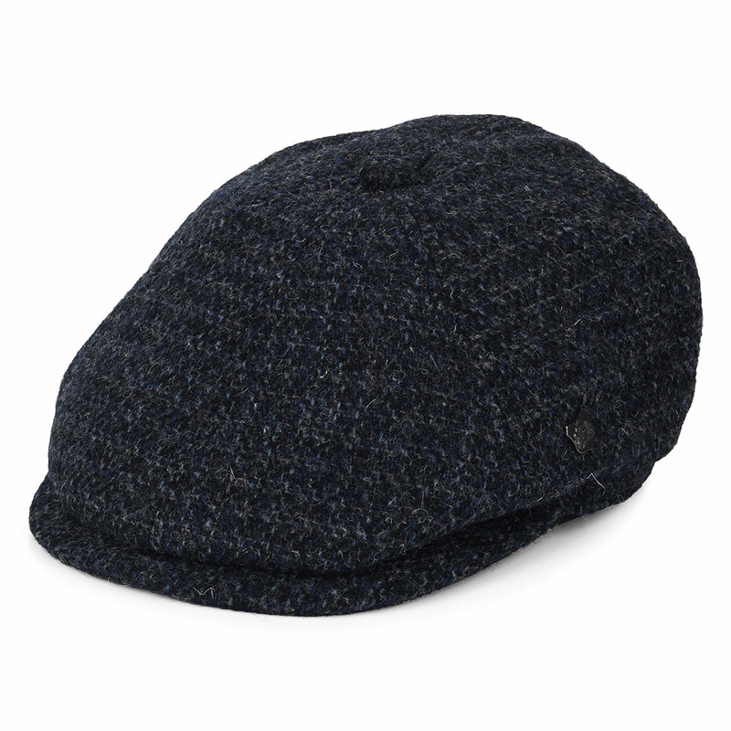 Failsworth Hats HARRIS TWEED Checked Hudson Newsboy Cap – Navy Blue 55