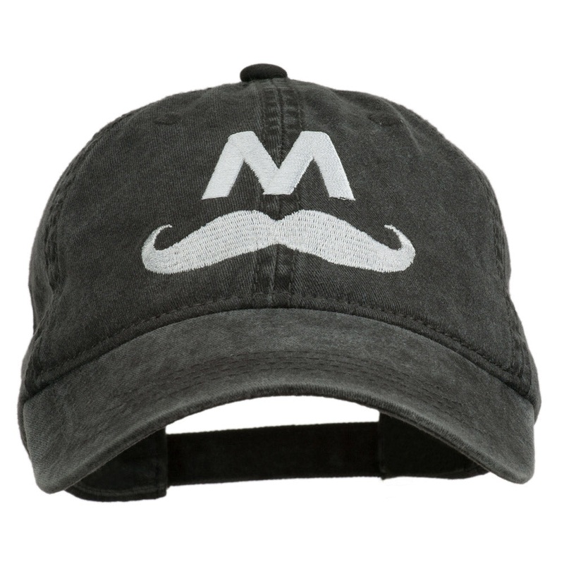 Halloween Mario M Mustache Embroidered Washed Cap Black One Size