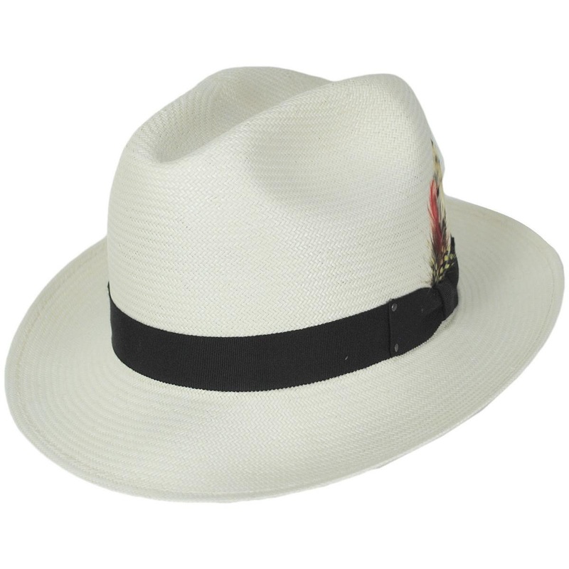 Hanson Shantung LiteStraw Fedora Hat NATURAL/BLACK S