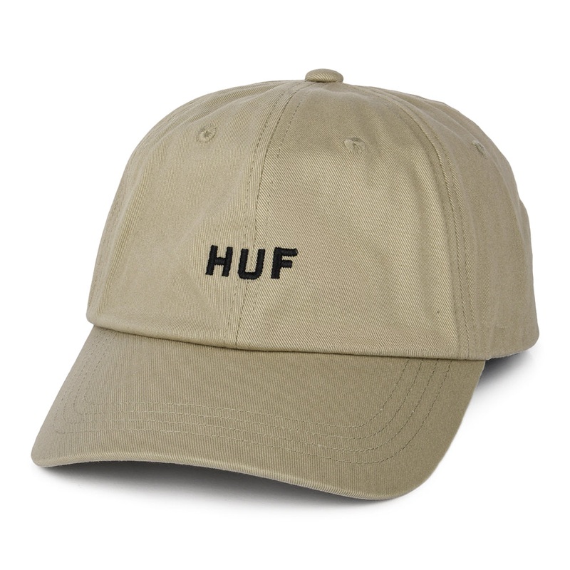 HUF Original Logo Curved Brim Cotton Baseball Cap – Oatmeal Adjustable
