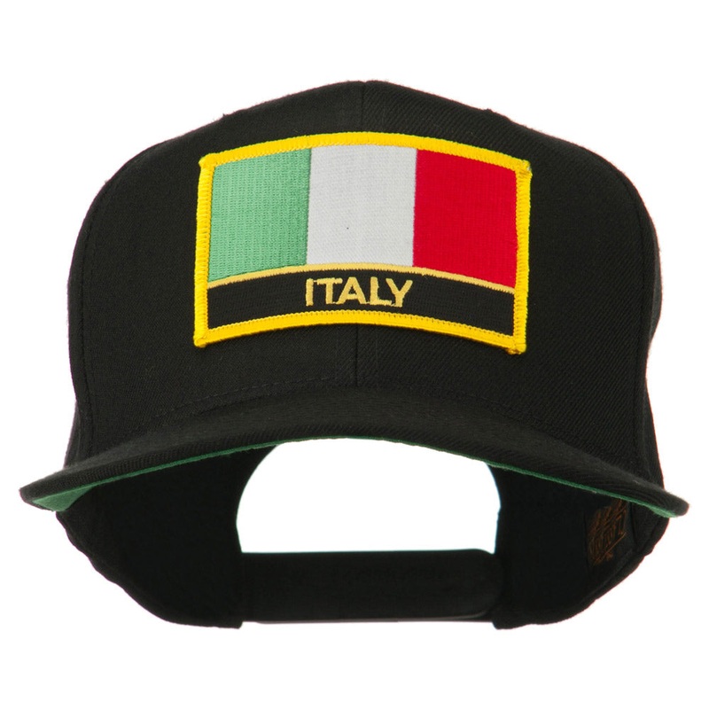 Italy Europe Flag Patched Flat Bill Cap Black One Size