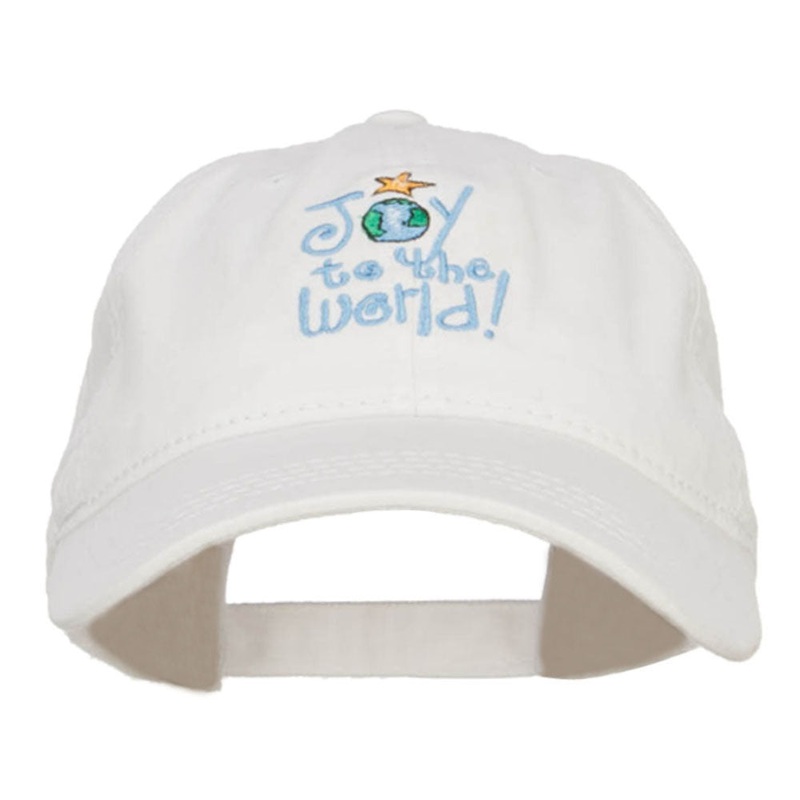 Joy to the World Embroidered Washed Cap White One Size