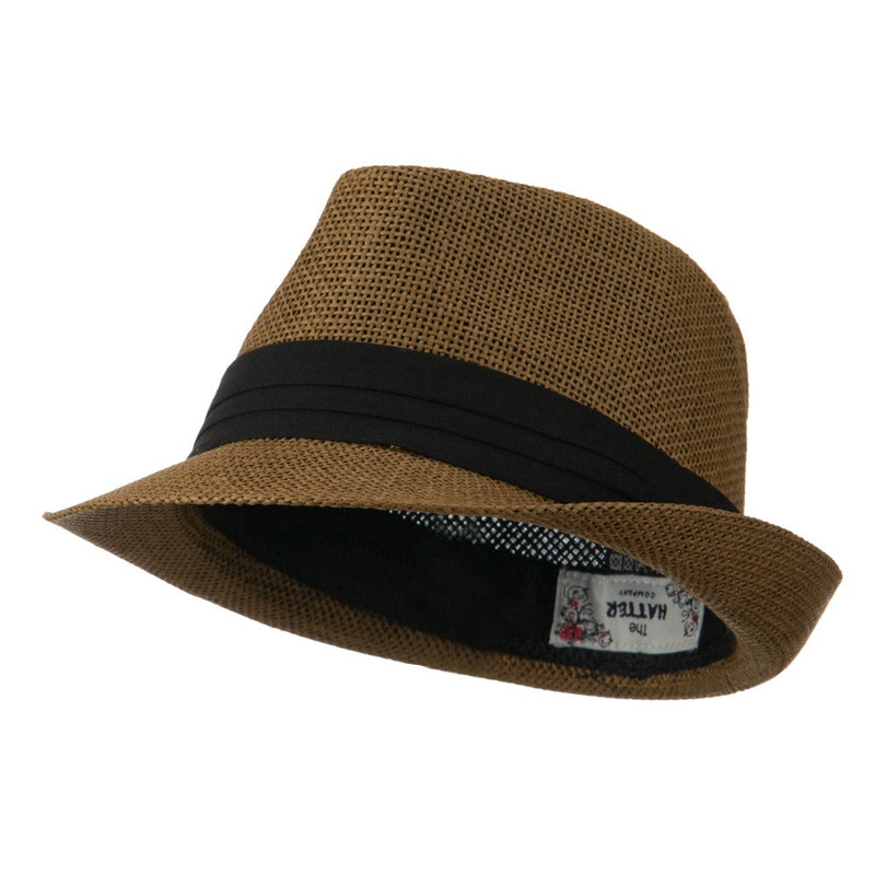 Kid’s Paper Straw Black Band Fedora Black One Size
