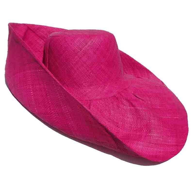 Madagascar Raffia Extra Large Brim Solid Color Beach Hat Fuchsia