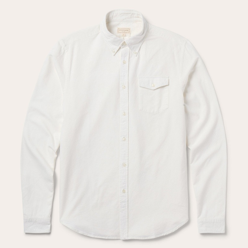 Peached Oxford Button-Down Shirt White S