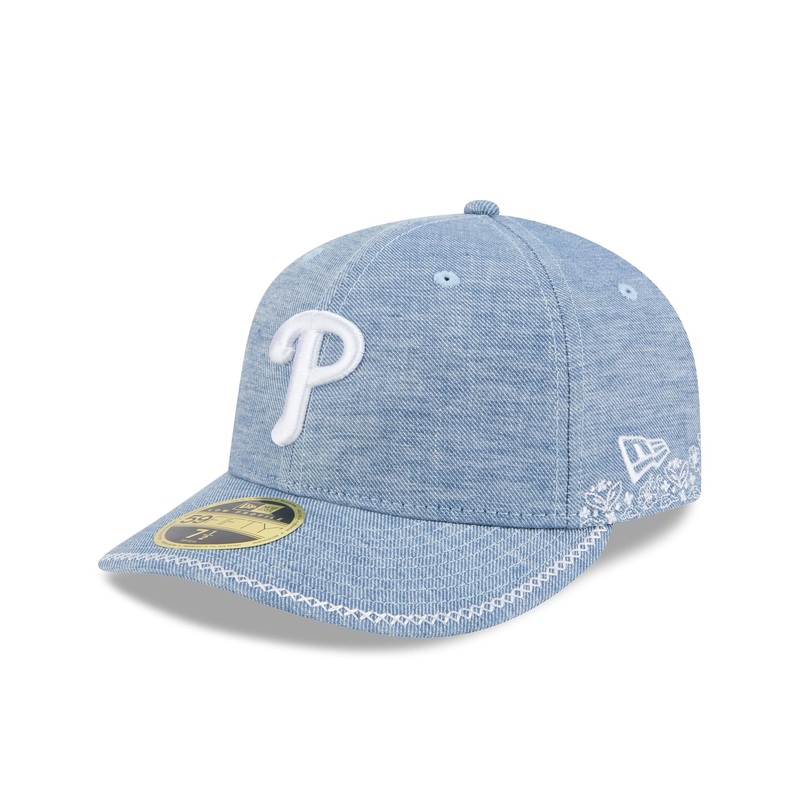 Philadelphia Phillies Hand Stitched Chambray Low Profile 59FIFTY Fitted Hat 7