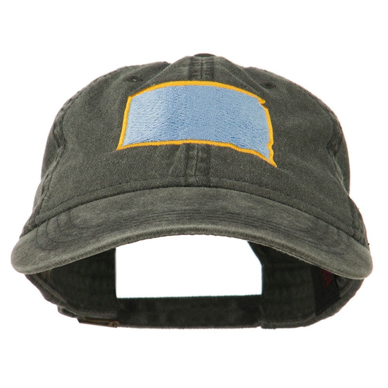 South Dakota State Map Embroidered Washed Cotton Cap Black One Size