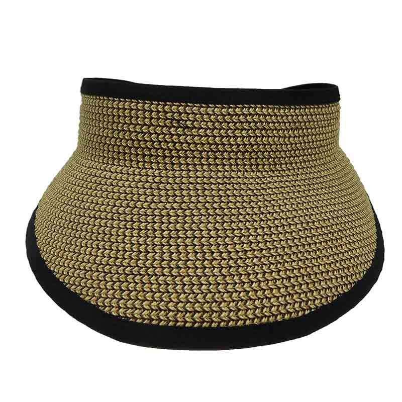 Tweed Braid Sun Visor with Elastic Closure by JSA White tweed