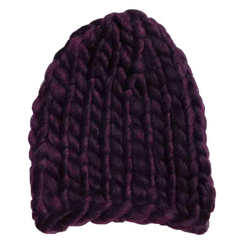 Women’s Chunky Rib-Knit Beanie by JSA – Eggplant Eggplant