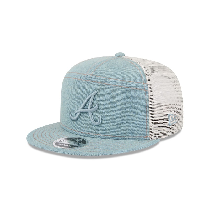 Atlanta Braves Denim Split Panel 9FIFTY Trucker Hat One Size