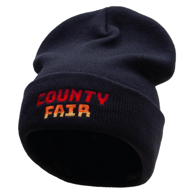 County Fair Embroidered 12 Inch Long Knitted Beanie Navy One Size