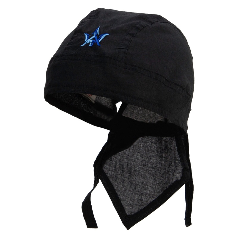 King Atlantis Logo Embroidered Cotton Poplin Biker Style Head Wrap Black One Size
