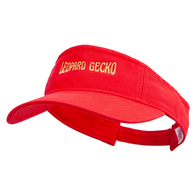 Leopard Gecko Embroidered Pro Style Cotton Twill Washed Visor Red One Size