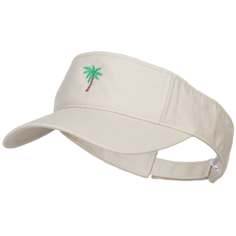 Palm Tree Embroidered Cotton Washed Visor Stone One Size