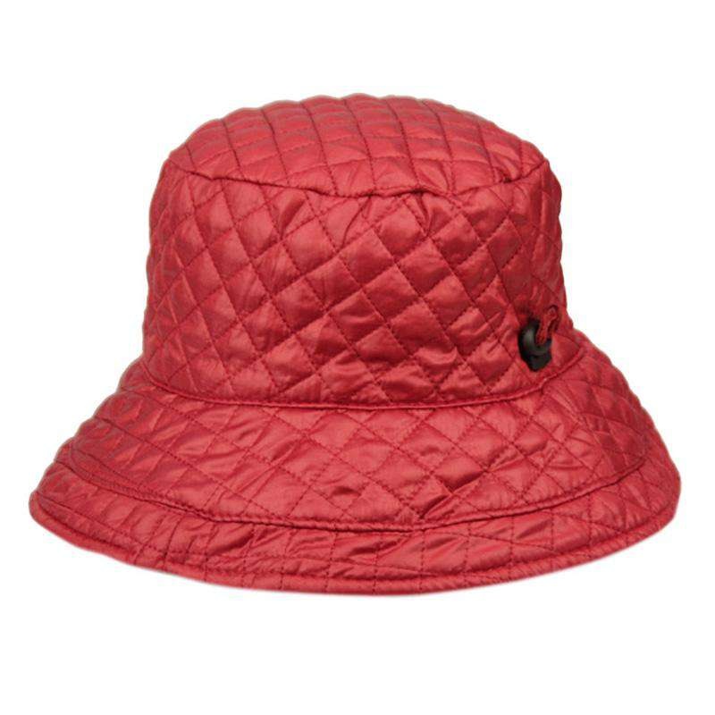 Quilted Rain Hat with Toggle – Angela & William Burgundy