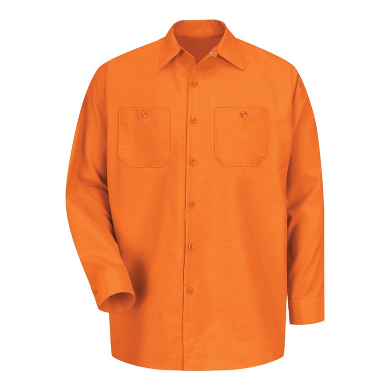 Red Kap SP14 Industrial Long Sleeve Work Shirt – Orange Orange S