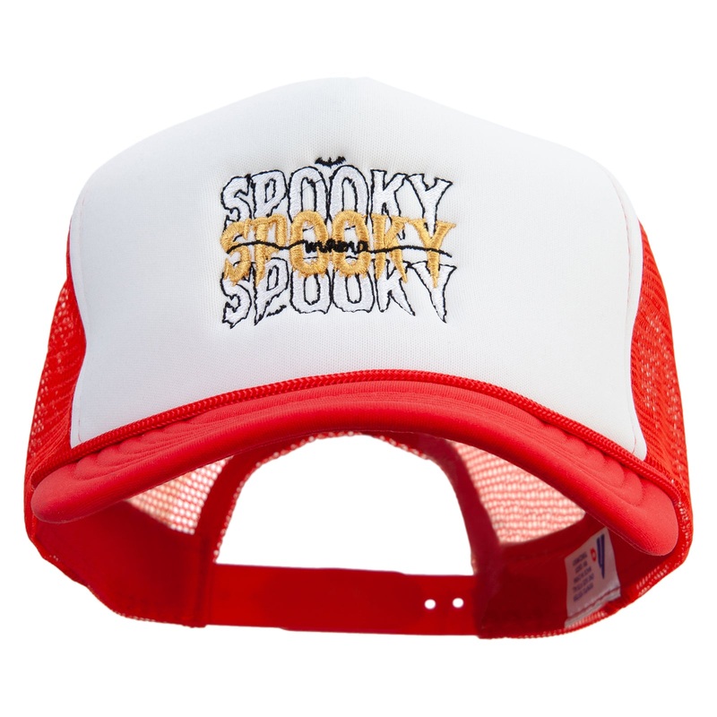 Spooky Mama Embroidered Summer Foam Mesh Trucker Cap Red White One Size