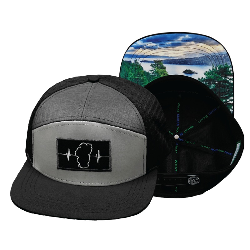 Tahoe Hat – Flat Bill – Black / Gray / Charcoal – Laser Mesh