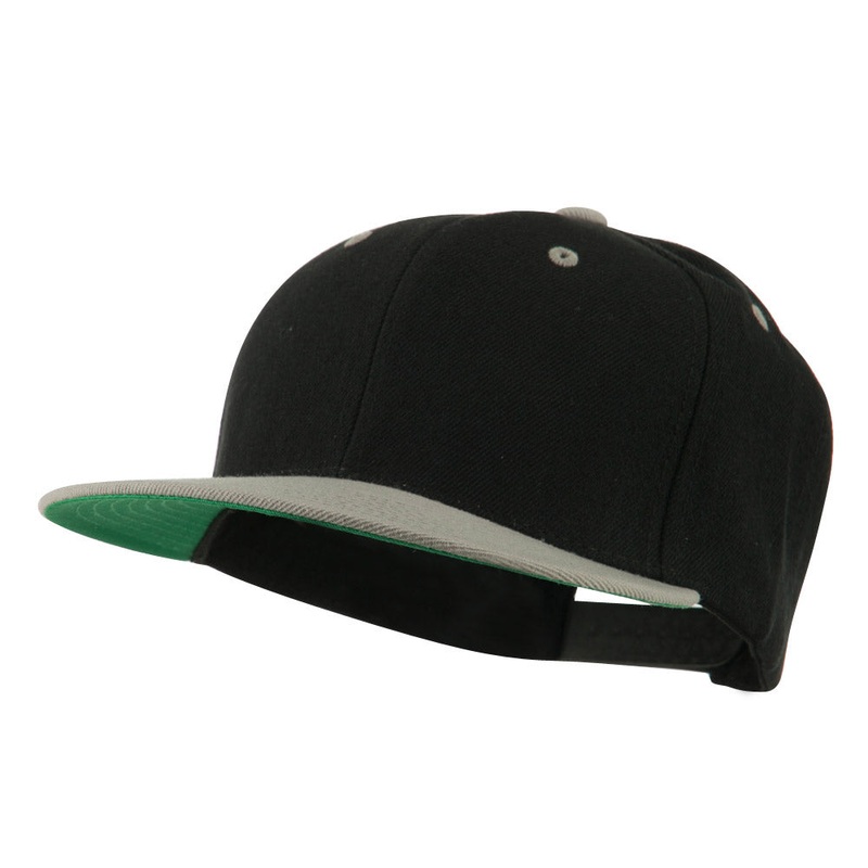 Two Tone Flat Bill Adjustable Ball Cap Black Kelly One Size