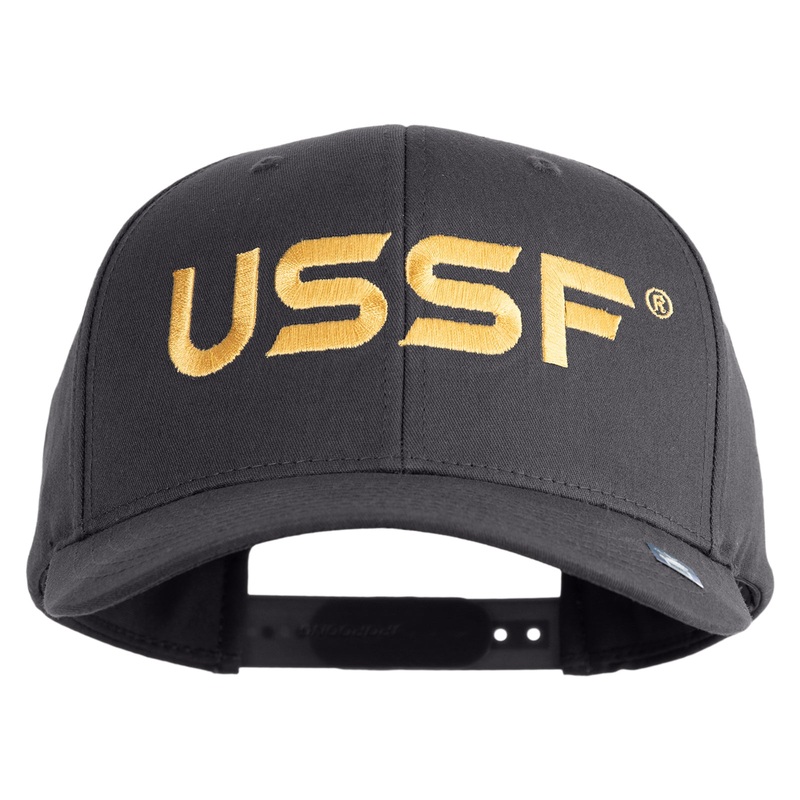 USSF Gold Letter Embroidered Retro Cotton Blend Snapback Cap Charcoal One Size