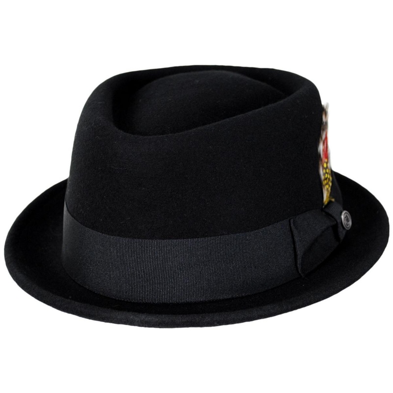 Wholesale Wool Felt Diamond Crown Fedora Hat B2B Pre-Pack BLACK 1S-3M-4L-3XL-1XXL