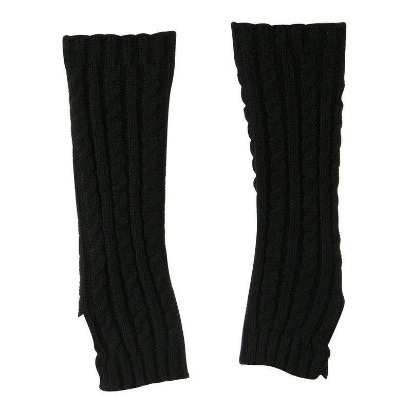 Women’s Cable Knitted Arm Warmer Black One Size
