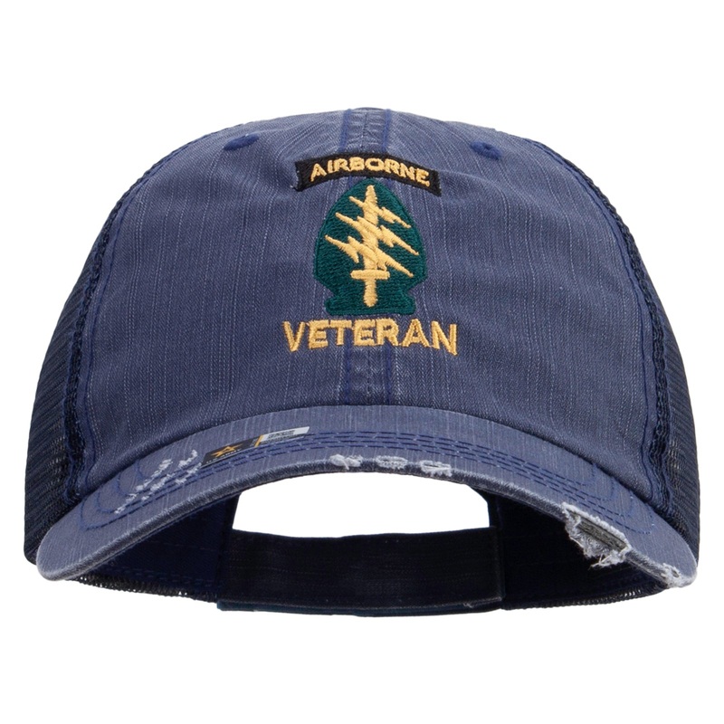 1st Special Forces Command Veteran Embroidered Low Profile Special Cotton Mesh Cap Navy One Size