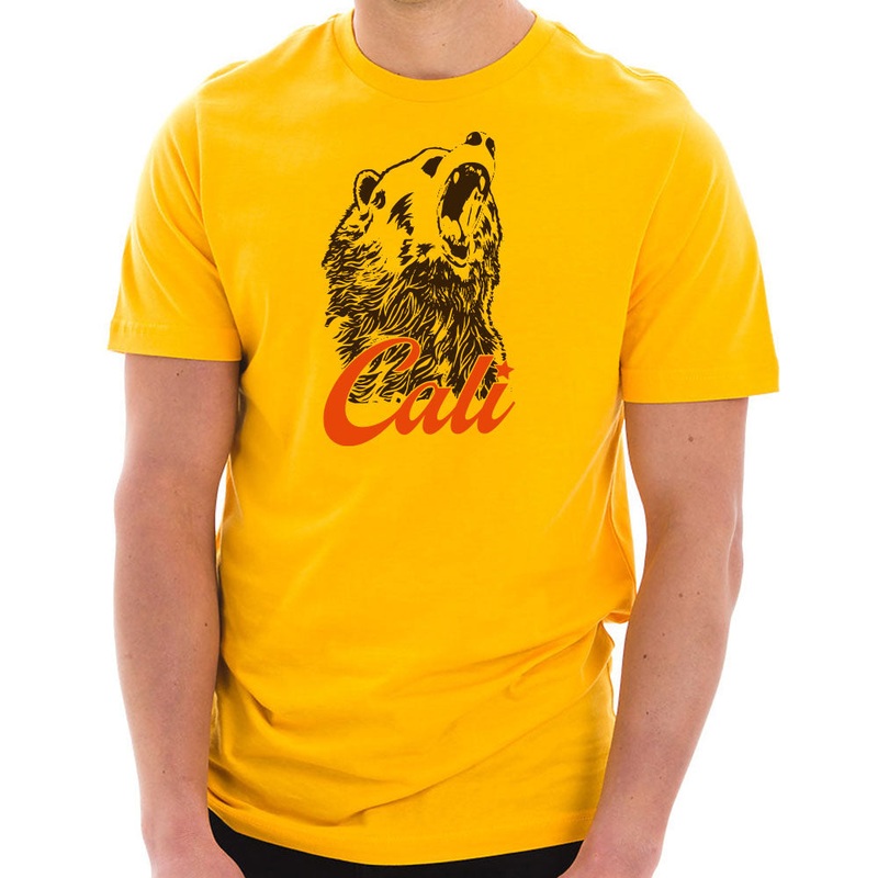 Cali Bear Graphic Design Unisex Short Sleeve Cotton Jersey T-Shirt Taxi Gold XS