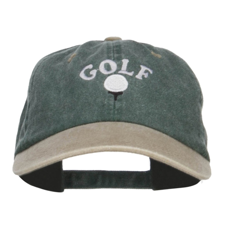 Golf Ball on Tee Embroidered Washed Cap Spruce Khaki One Size
