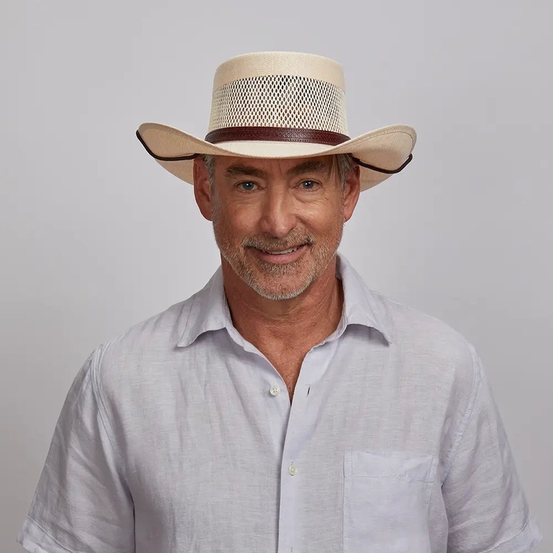 Madrid | Mens Wide Brim Firm Straw Gambler Hat Cream SM