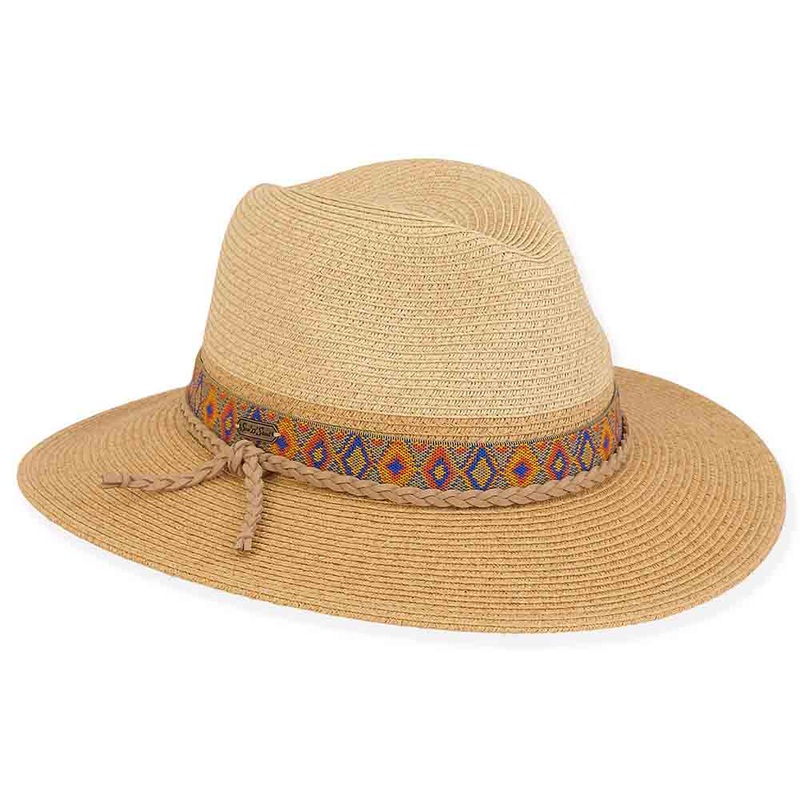 Martinique Straw Safari Hat with Multi Color Band – Sun ‘N’ Sand Tan OS (57 cm)