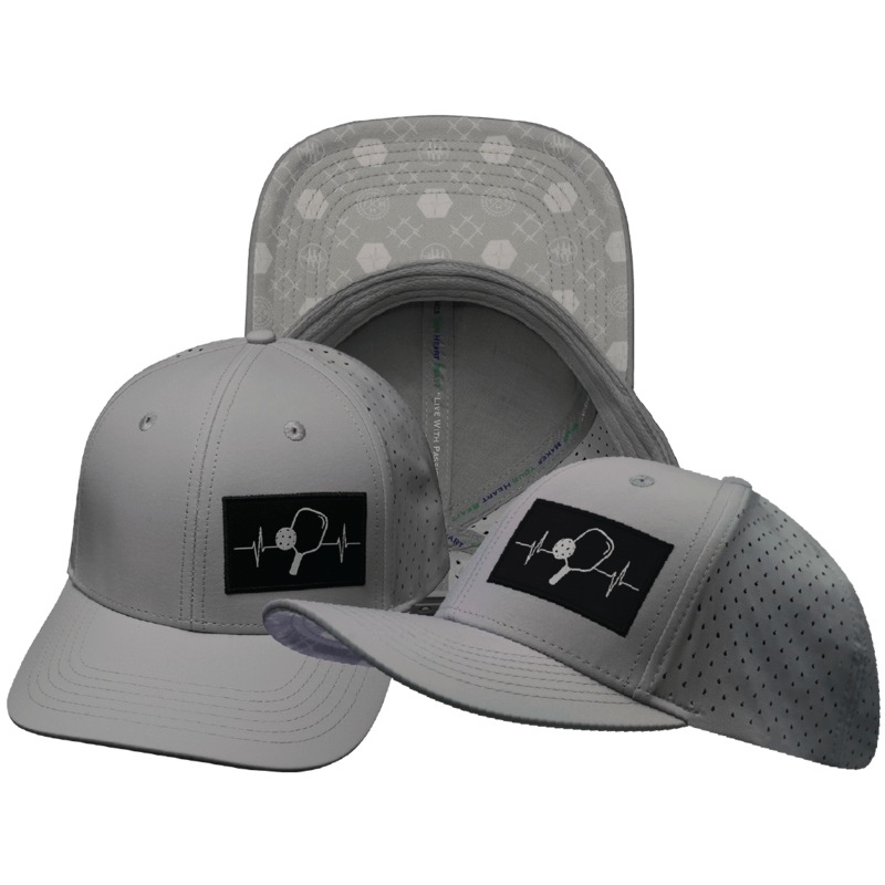 Pickleball Hat – Baseball Hat Fit – Light Gray – Laser Mesh