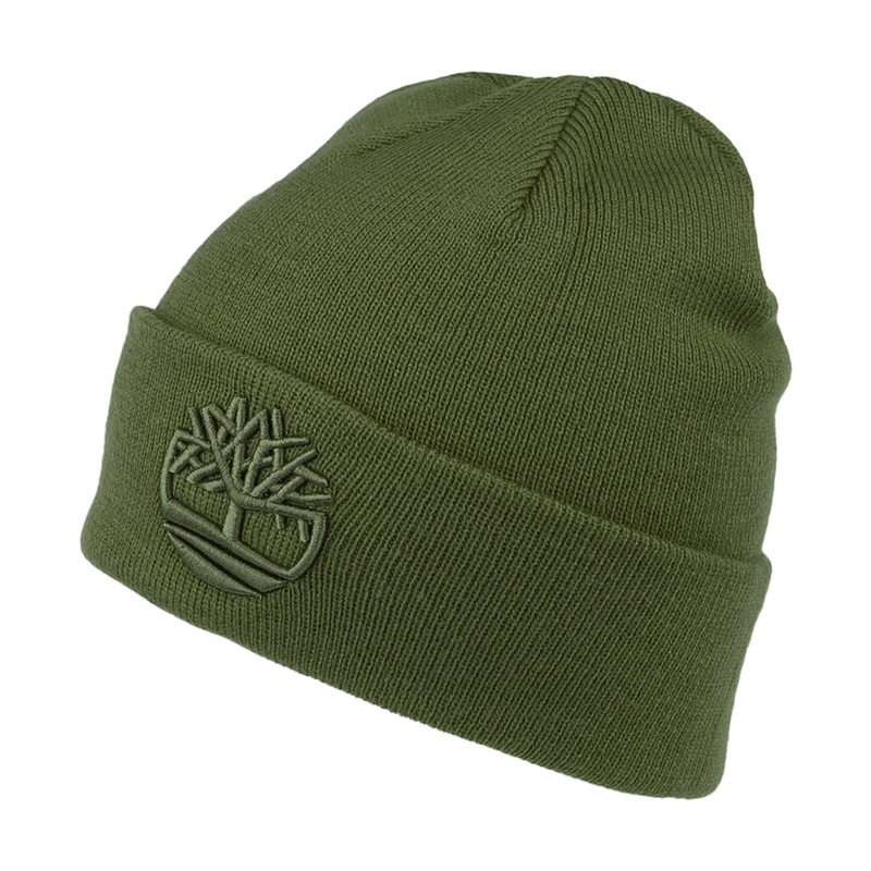 Timberland Hats Tonal 3D Embroidery Beanie Hat – Olive 1-Size