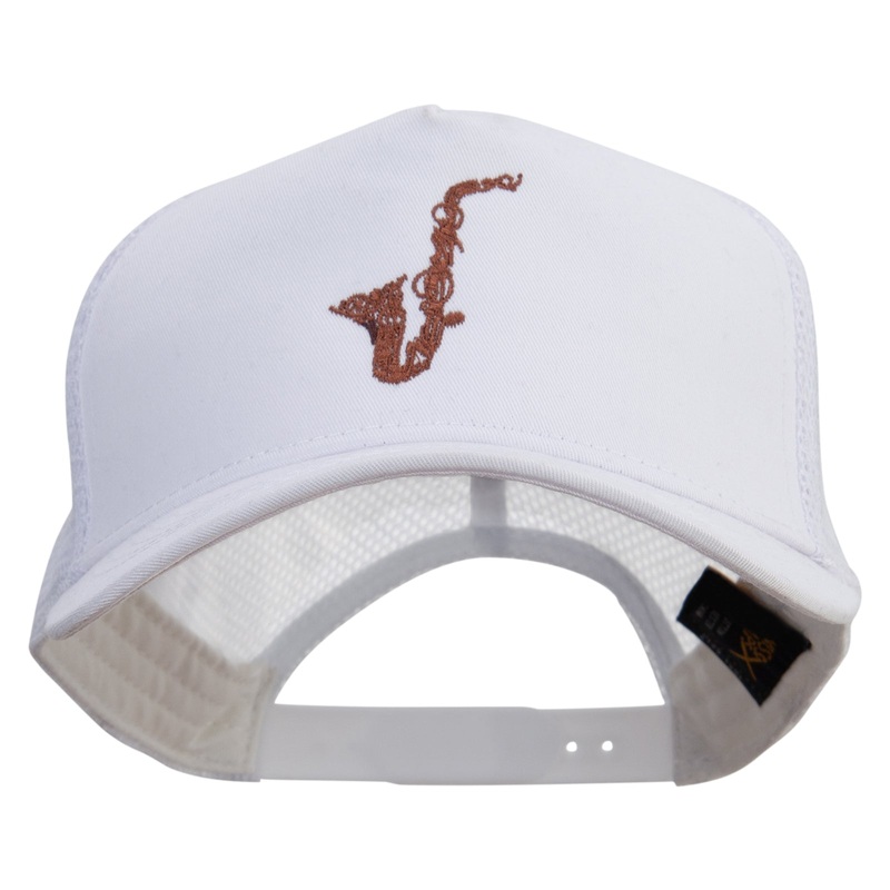 Abstract Sacophone Five Panels Prostyle Trucker Mesh Cap White One Size