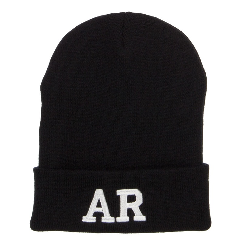 AR Arkansas State Embroidered Long Beanie Black One Size