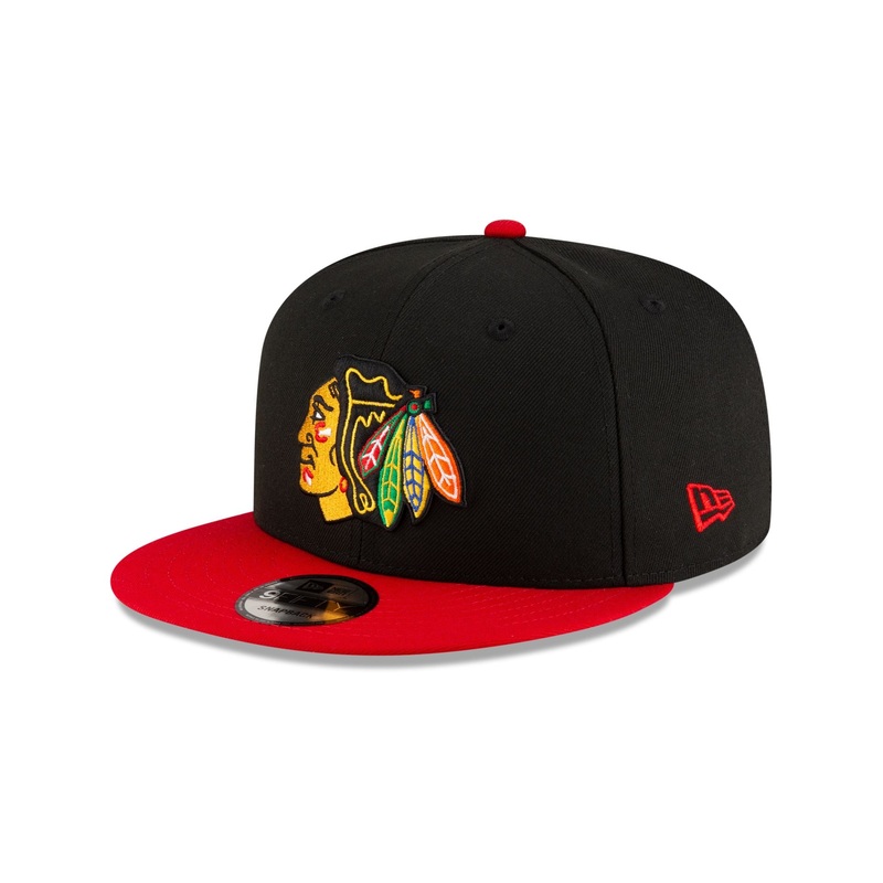 Chicago Blackhawks Black 9FIFTY Snapback Hat One Size
