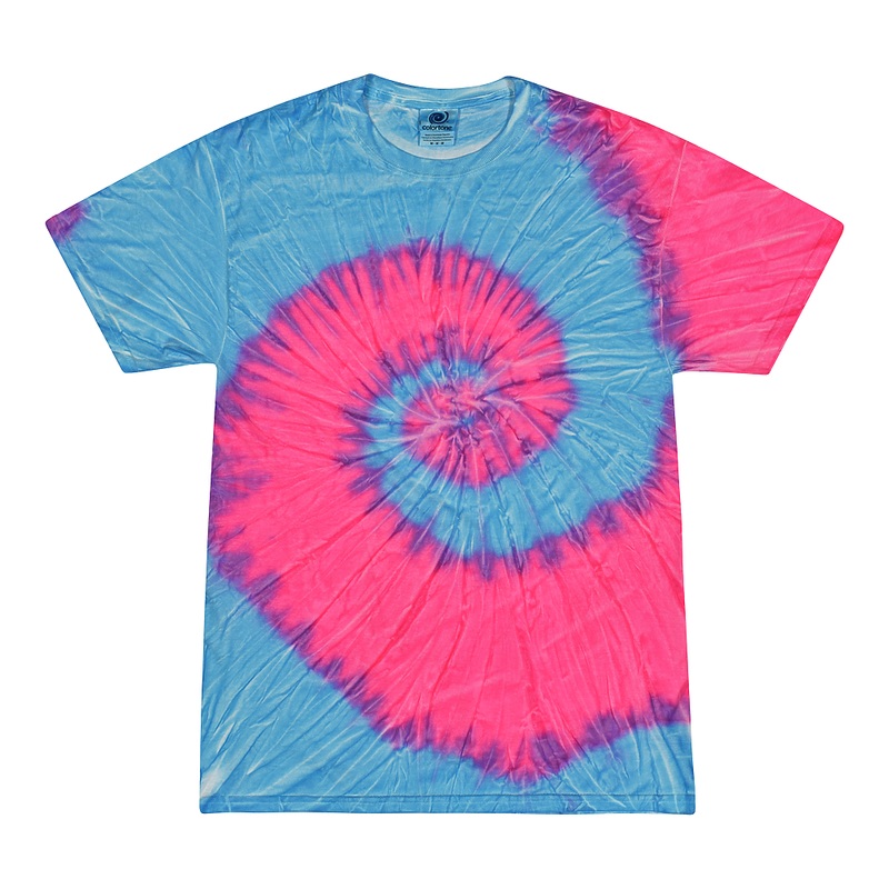 Colortone 1000 Multi-Color Tie-Dyed T-Shirt – Flo Blue & Pink Flo Blue & Pink S