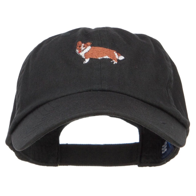 Corgi Dog Embroidered Low Cap Black One Size