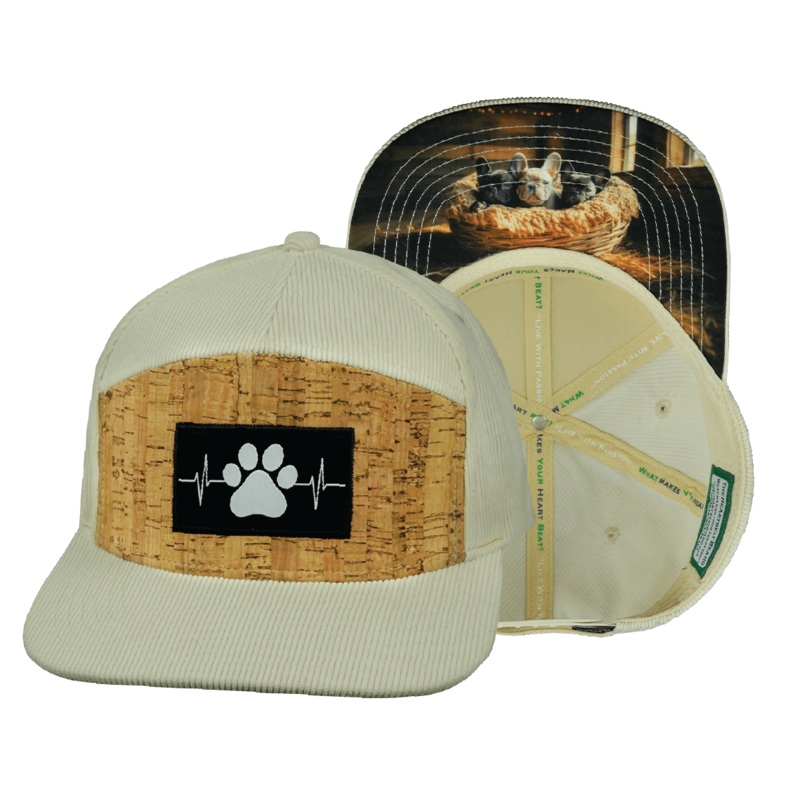 Dog Hat – Flat Bill – Corduroy – Cork – Cream – Fabric Back