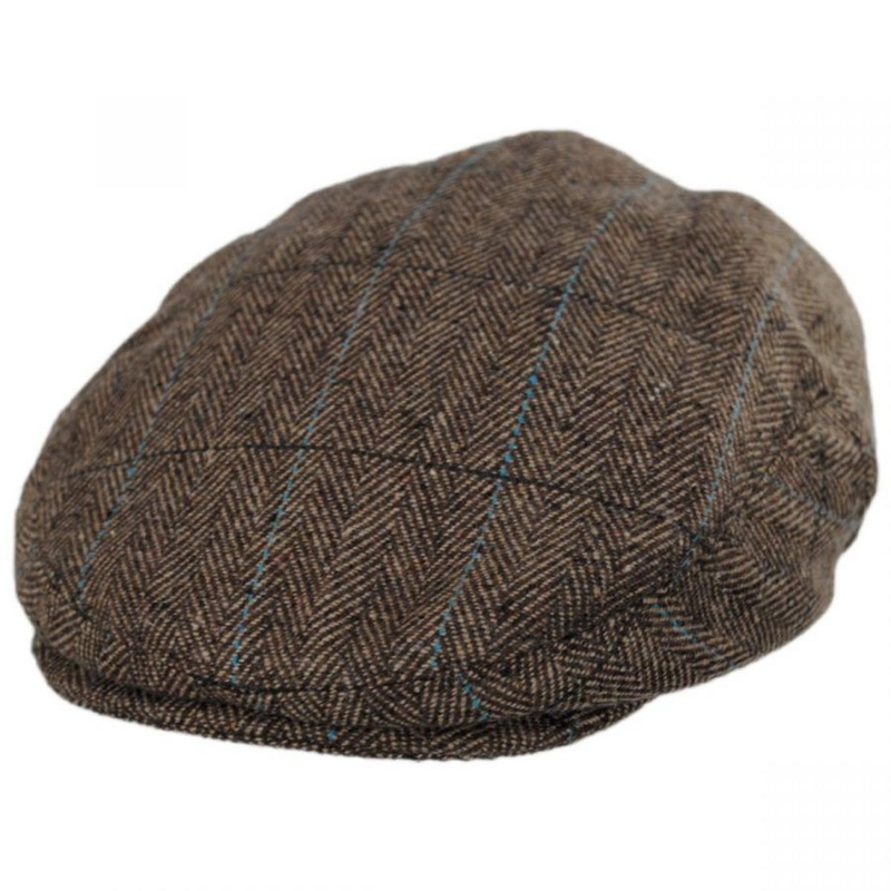 Gibson Herringbone Plaid Wool Blend Ivy Cap TAN S