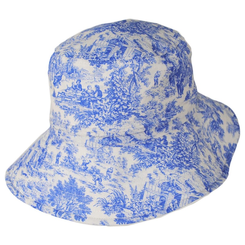 Marie Toile Reversible Cotton Bucket Hat WHITE/BLUE ONE SIZE FITS MOST