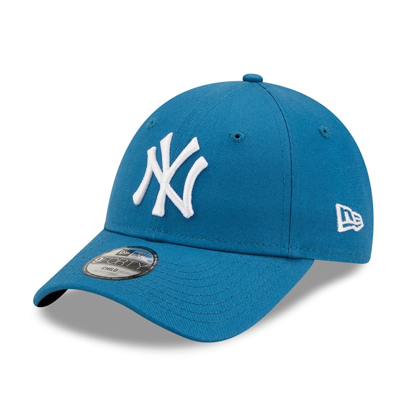 New Era Kids 9FORTY New York Yankees Baseball Cap – MLB League Essential – Teal-White CHILD ADJ.