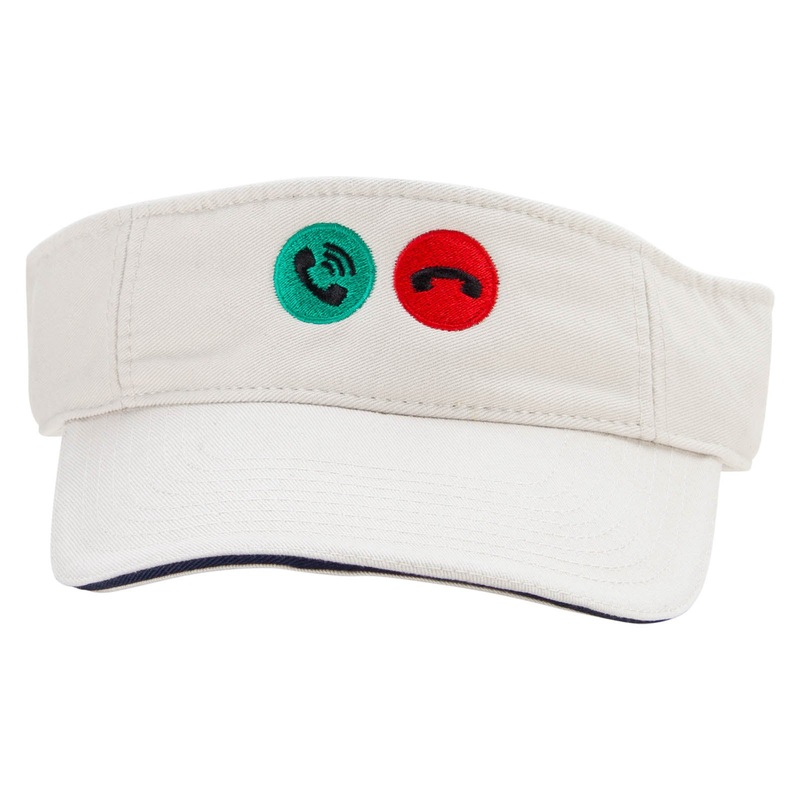 Phone Calling Embroidered Pro Style Cotton Twill Washed Visor Khaki Navy One Size